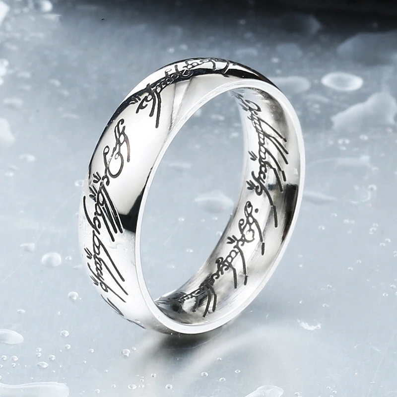 Engraving Titanium Steel Electroplating 24k Gold Men's Stainless Steel Ring