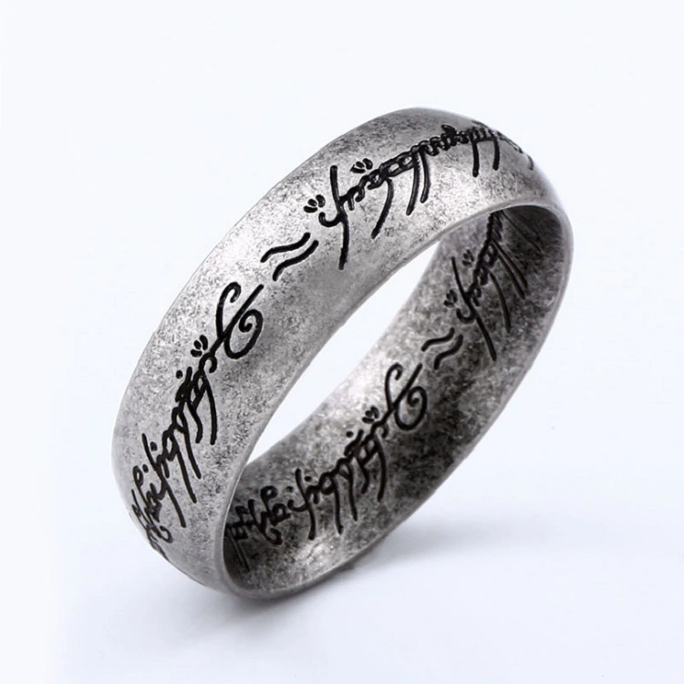 Engraving Titanium Steel Electroplating 24k Gold Men's Stainless Steel Ring