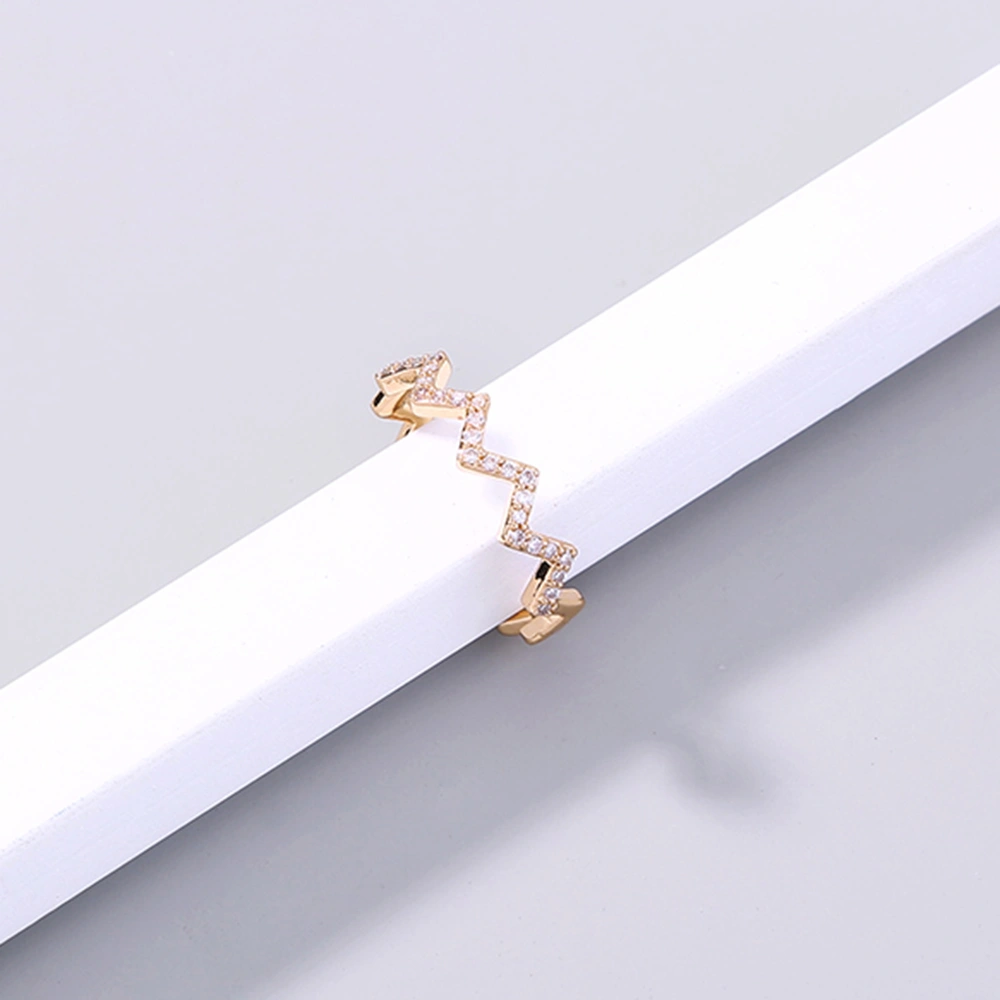 Wavy Sparkly Zircon Adjustable Ring