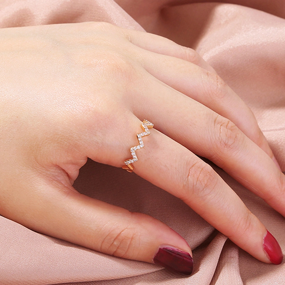 Wavy Sparkly Zircon Adjustable Ring