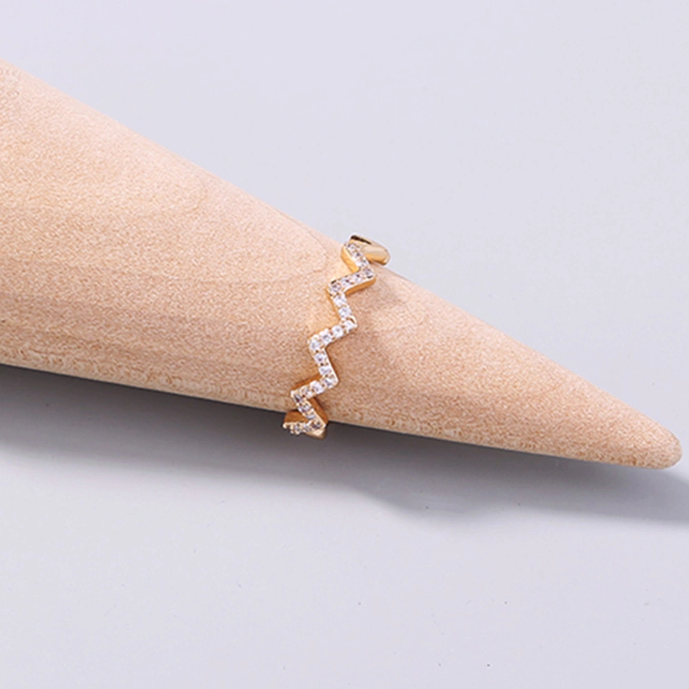 Wavy Sparkly Zircon Adjustable Ring