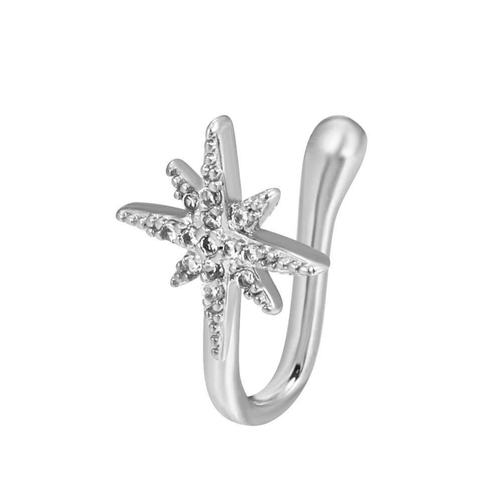 Copper Inlaid Zircon Star Love U Shaped Nose Clip