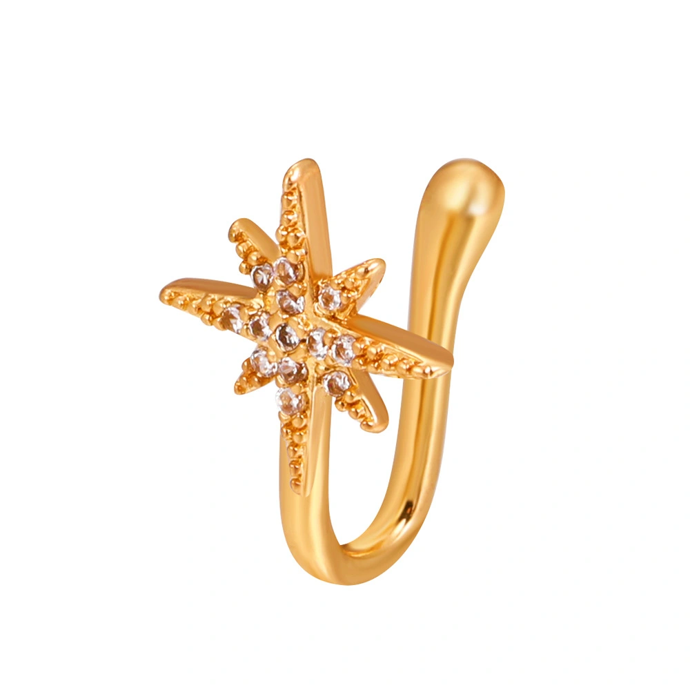 Copper Inlaid Zircon Star Love U Shaped Nose Clip