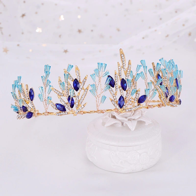 Women's Alloy Blue Crystal Crown Headband