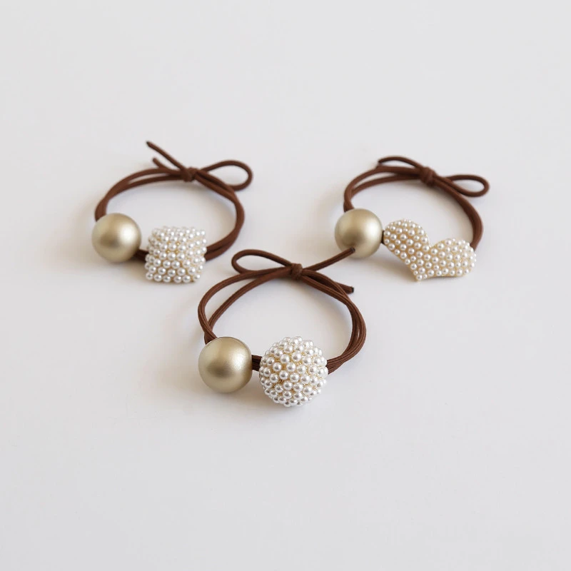 Alloy Pearl Coffee Tie Hair Elastic Band