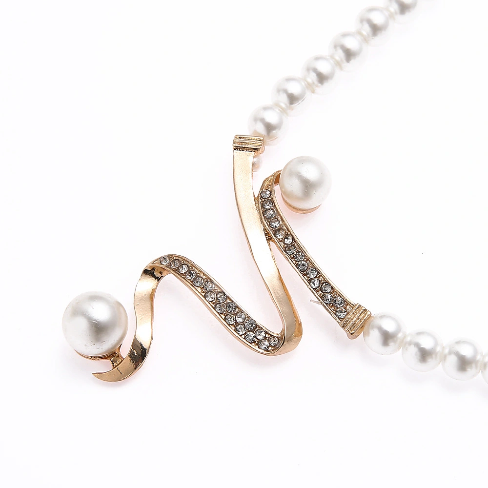 Pearl  Diamond Necklace And Earrings Pendant Set