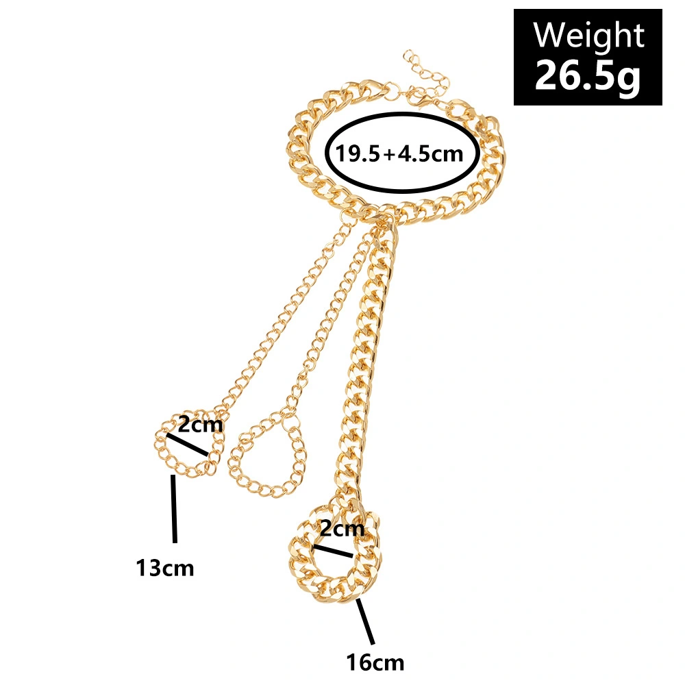 Metal Chain Ring Bracelet Street Style Exaggerated Hand Back Chain