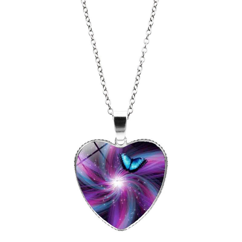 Heart-shaped Time Gem Butterfly Necklace