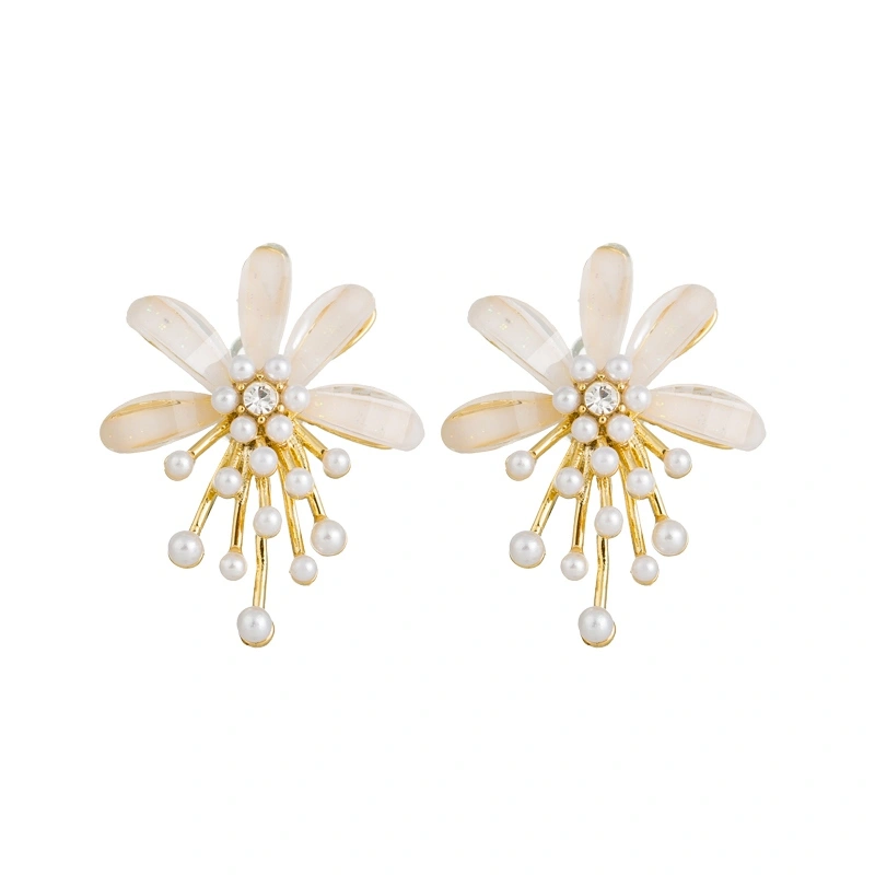 Unique Earrings Tide Sterling Silver Female Summer Niche Design High-end Flower Pearl