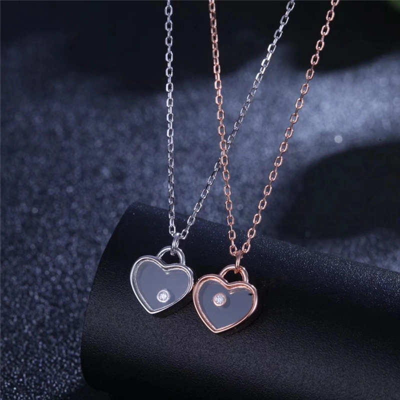 Love Heart-shaped Girls Bag Silver Necklace Pendant