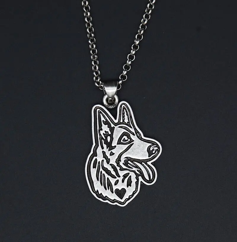 Alloy Animal German Shepherd Pendant Necklace