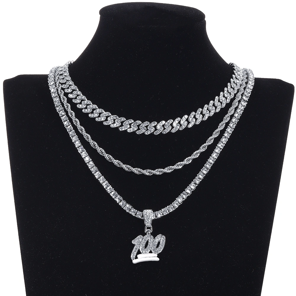 Men's High-quality Non-fading Stainless Steel Diamond Pendant