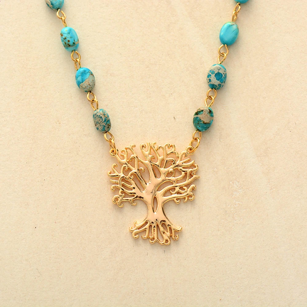 White Turquoise Lucky Tree Necklace