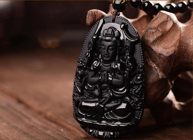 Glass Obsidian Twelve Zodiac Eight Guardians Men And Women Pendant Necklace