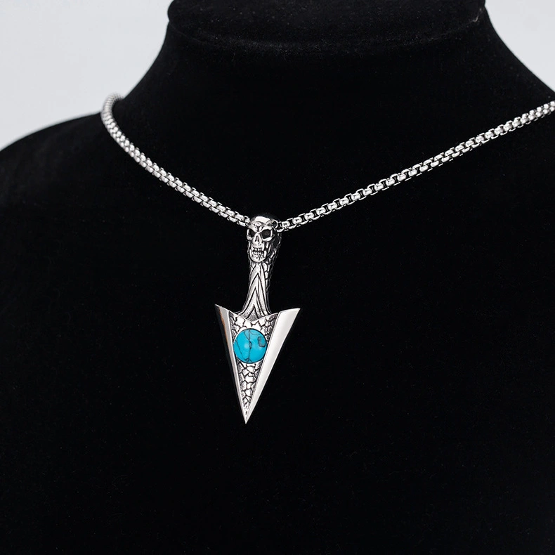 Men's Vintage Turquoise Cupid Pointed Necklace