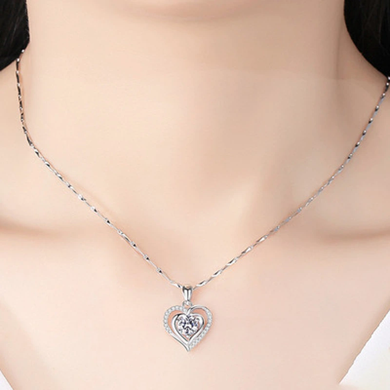 Silver Plated Pendant Love Heart Shaped Ocean Heart Pendant