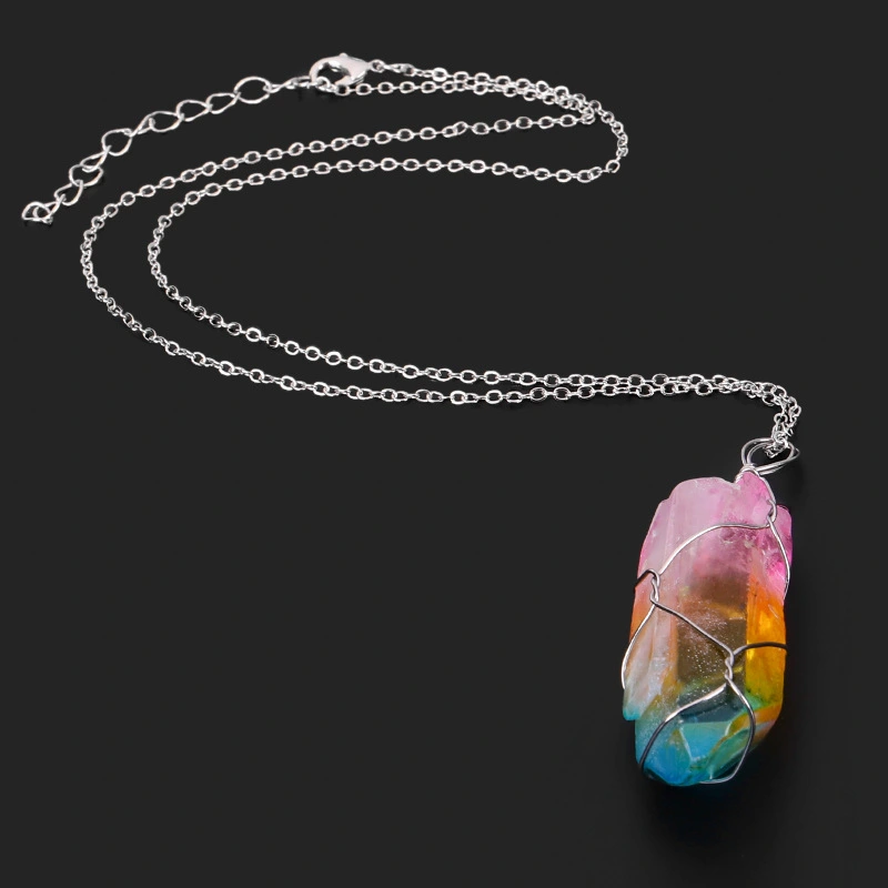 Seven Color Natural Stone Winding Hexagonal Crystal