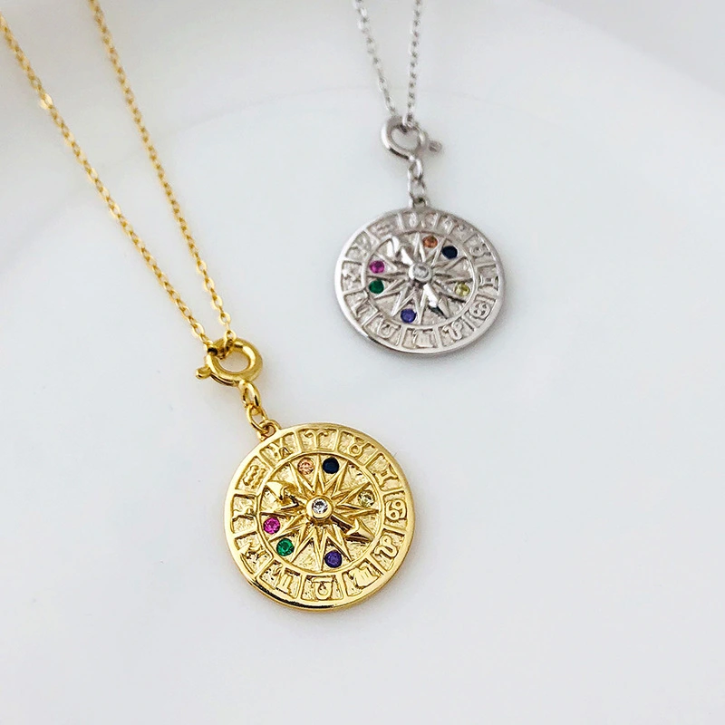 Twelve Constellation Diamond Tide Brand Pendant Necklace