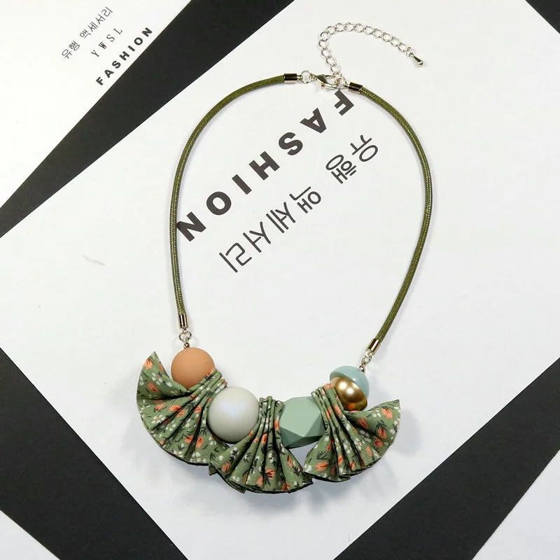 Fashionable Colored Fabric Ribbon Decorative Necklace