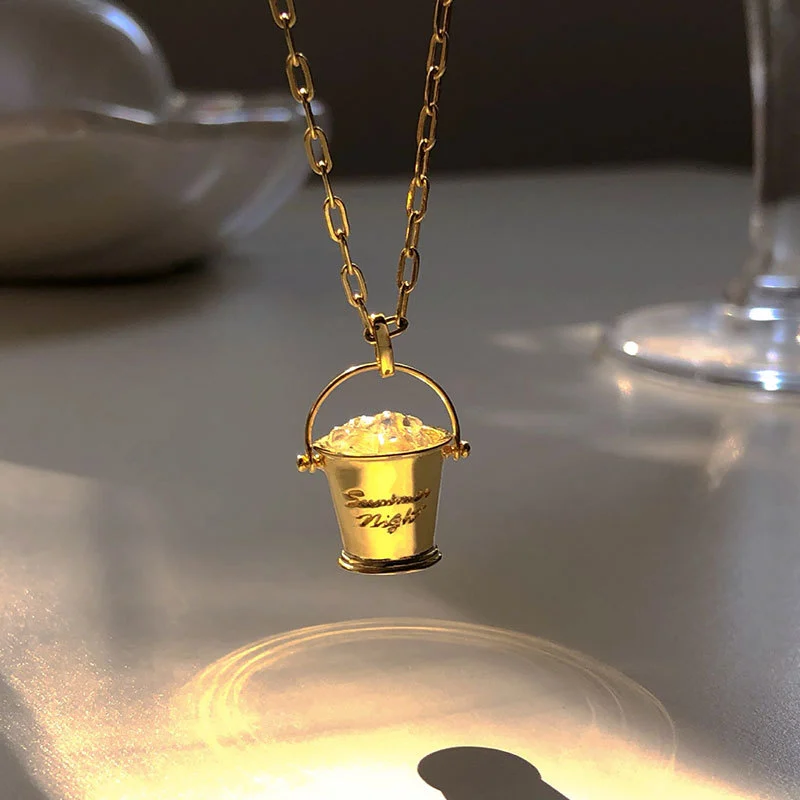 Ice Cube Ice Bucket Letter Titanium Steel Necklace