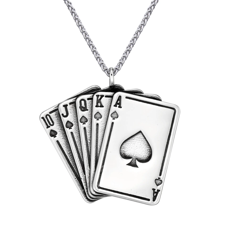 Spades Playing Card Straight Titanium Steel Pendant