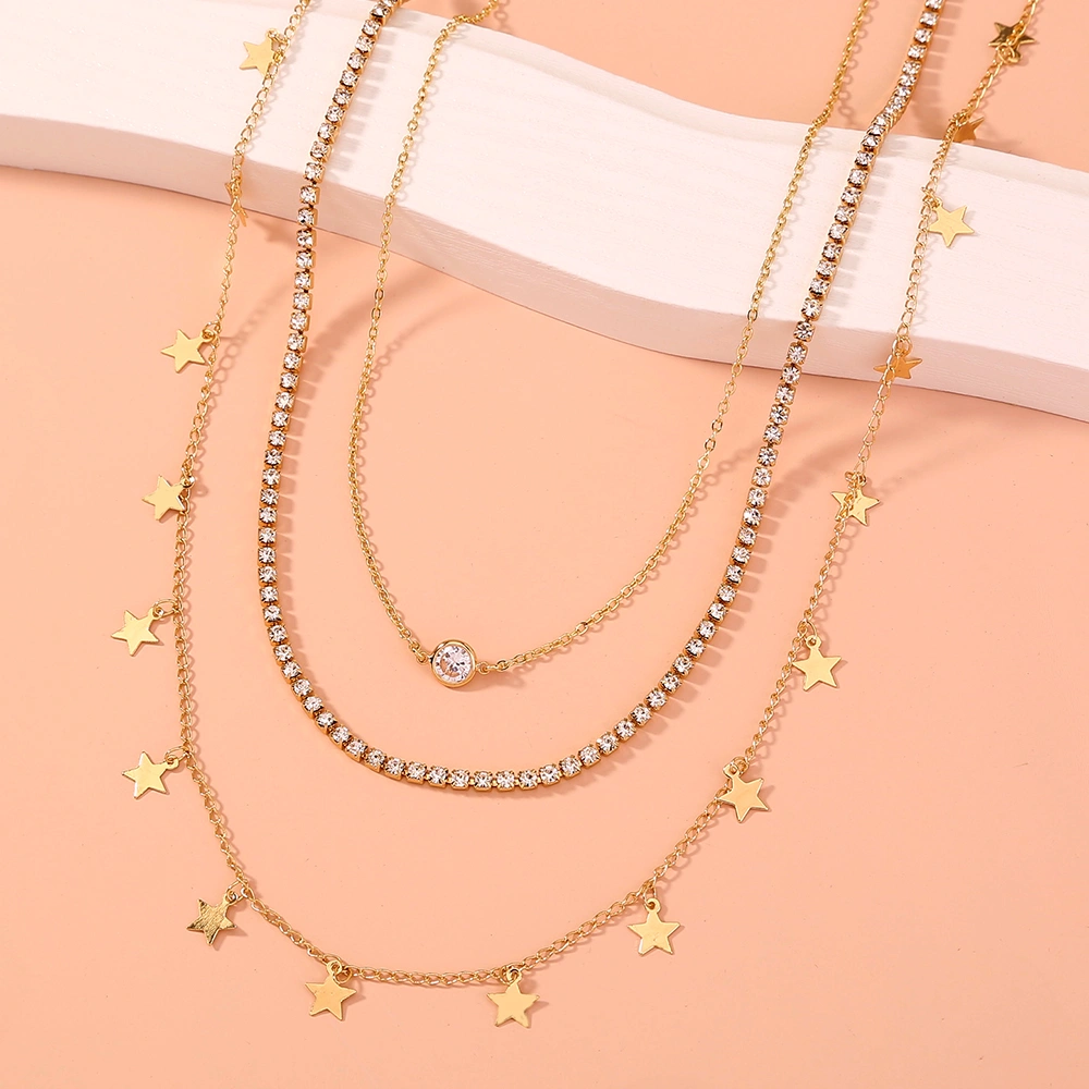 Star Zircon multi-layer necklace