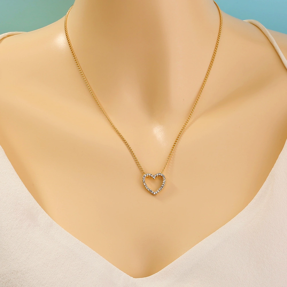 A diamond necklace with a hollow heart