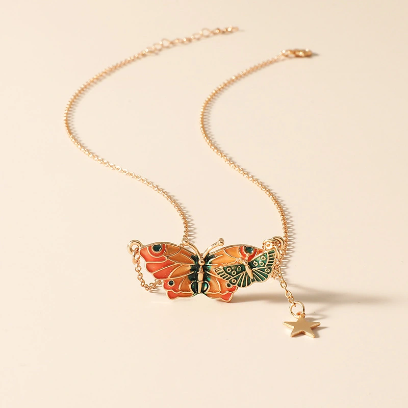 Simple Trend Color Enamel Butterfly Clavicle Chain