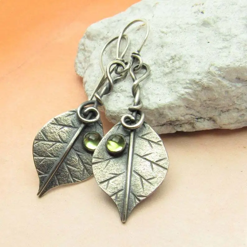 925 Ancient Silver Tree Leaf Earrings