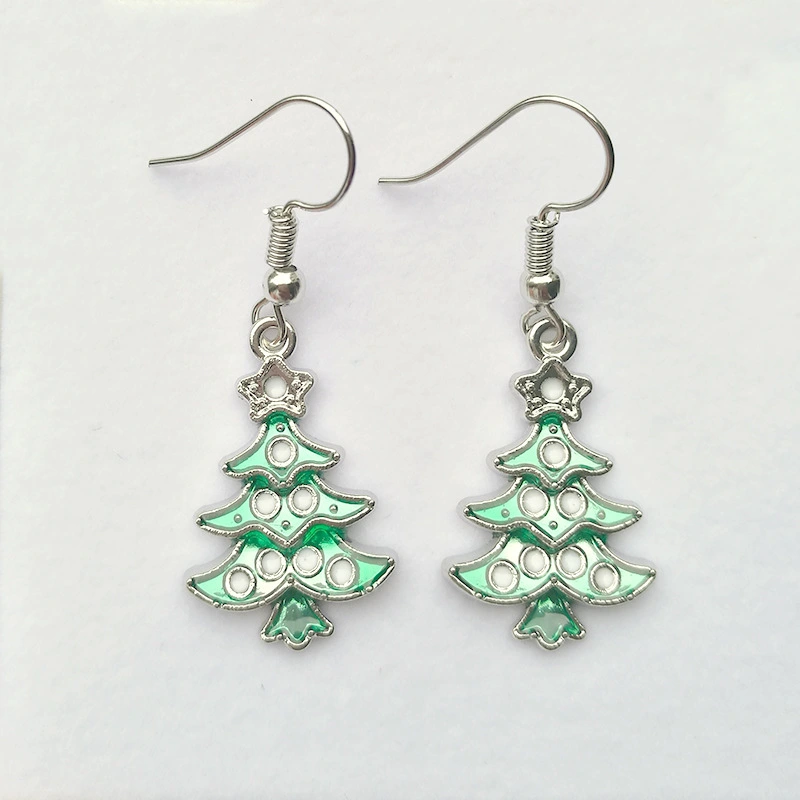 Ornaments Alloy Dripping Five-star Christmas Tree Earrings