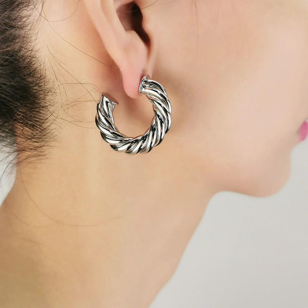 Niche Personality Metal Wind Line Twisted Hollow Spiral Earrings