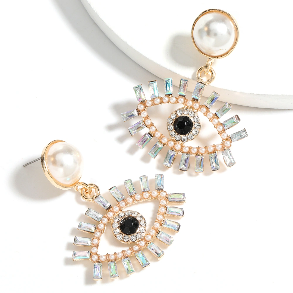 Pearl Personality Eye Earrings Female Exaggerated Retro Earrings