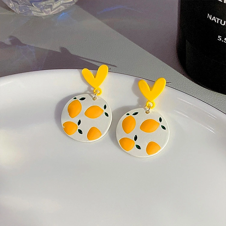 Lemon Yellow Earrings Female Summer Niche Sweet Girls Girlfriends Exquisite