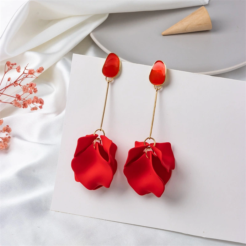 Fashion Ladies Acrylic Petal Leaf Earrings