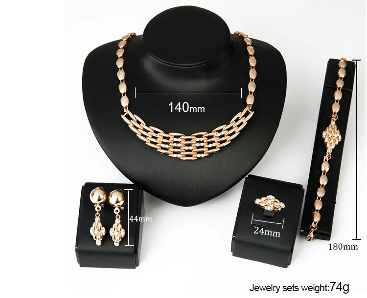 Exaggerated Set Of 4-piece Jewelry Necklace And Earrings