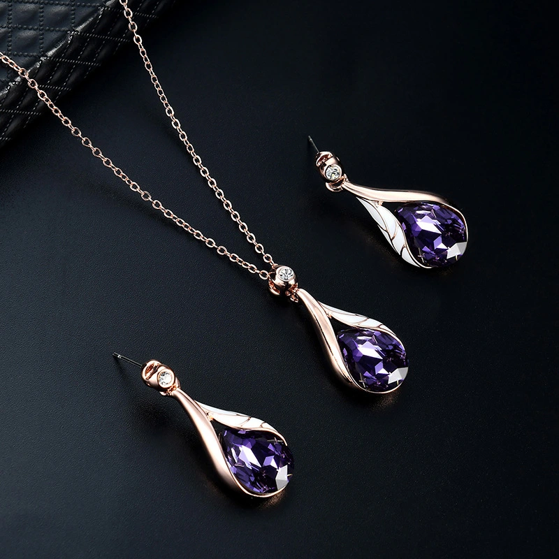 Drop-shaped Painting Oil Jewelry Alloy Inlaid Glass