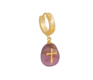 Natural Stone Cross Earrings Female Personality