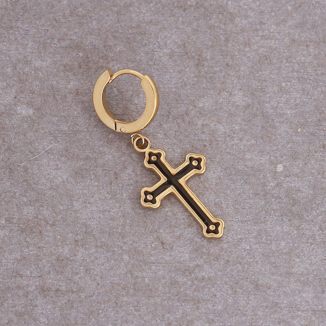 European And American Character Titanium Steel Cross Earrings