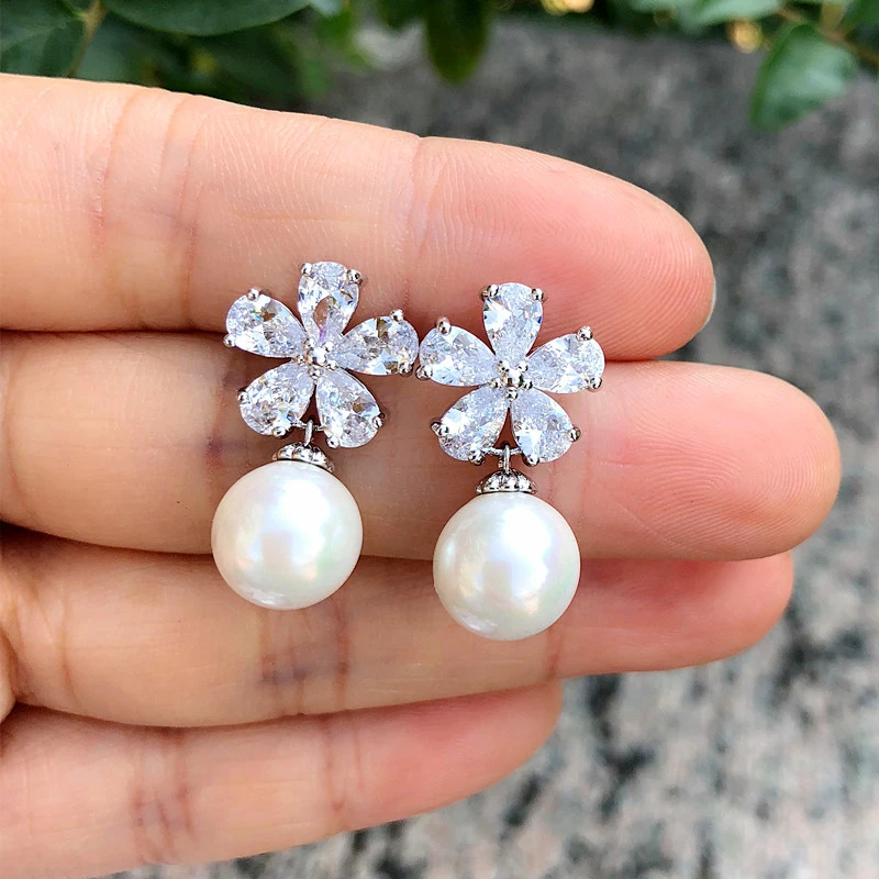 Korean Version Of Small Fragrant Flower Earrings Pearl