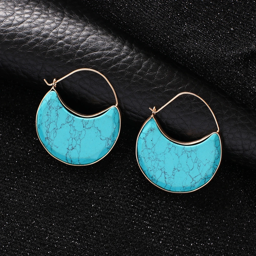 Vintage Turquoise Plated Crescent Earrings