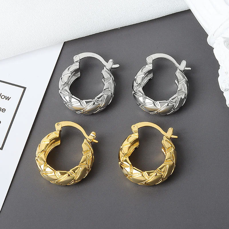 Fashionable All-match Diamond Circle Copper Earrings