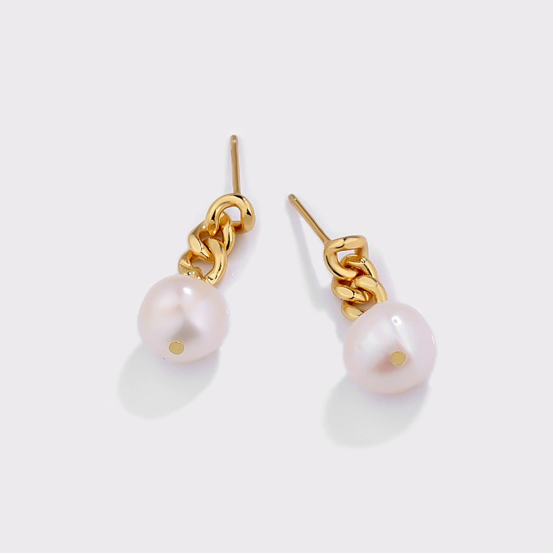 Sterling Silver Chain Pearl Earrings Female Cold Wind