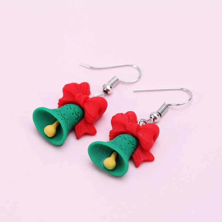 Creative Christmas Resin Snowman Bell Earrings