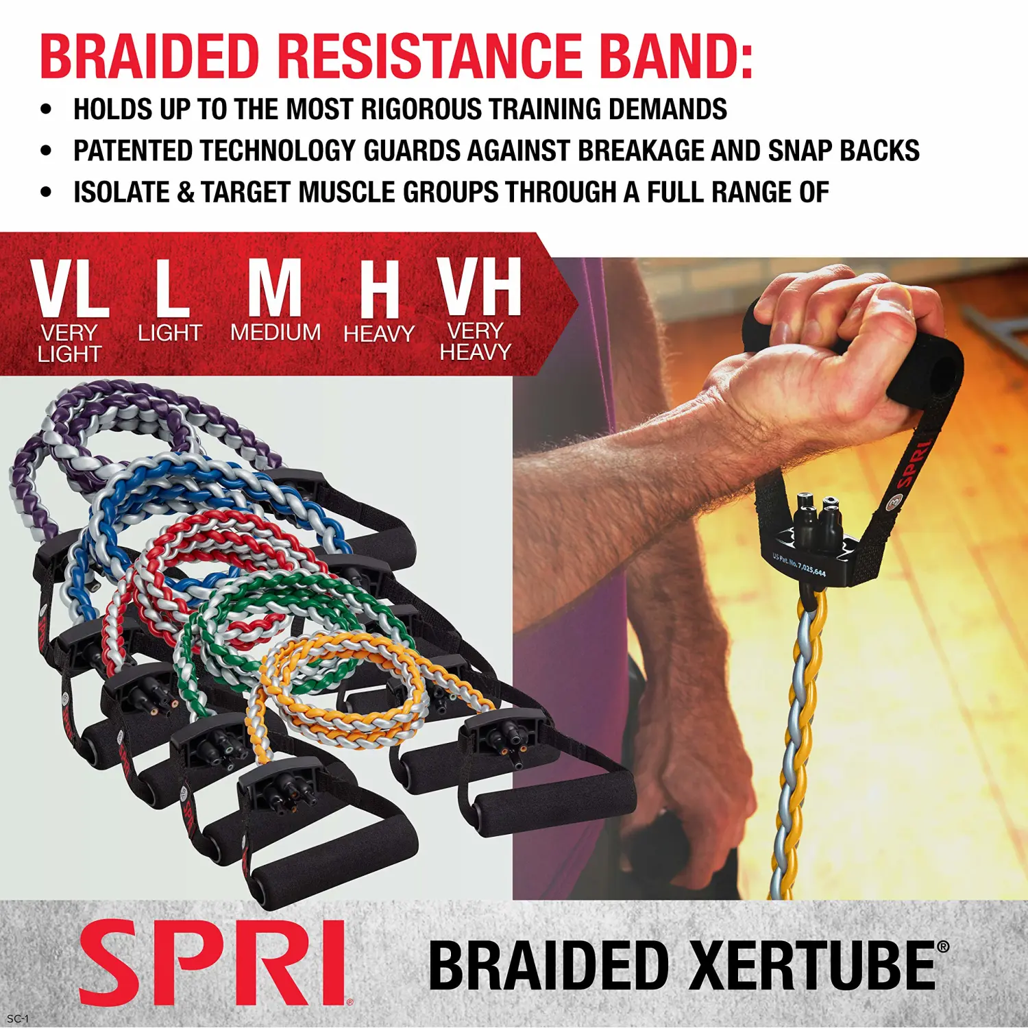 SPRI Braided Xertube Resistance Band Exercise Cords (All Bands Sold Separately)