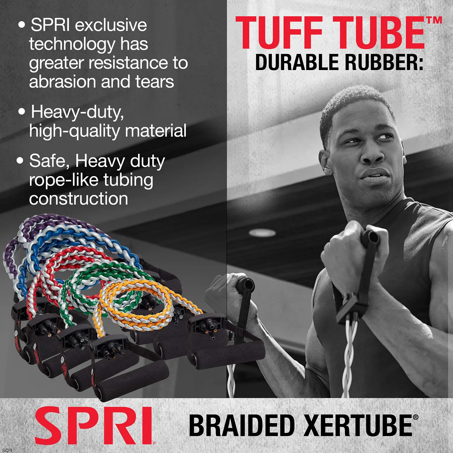 SPRI Braided Xertube Resistance Band Exercise Cords (All Bands Sold Separately)