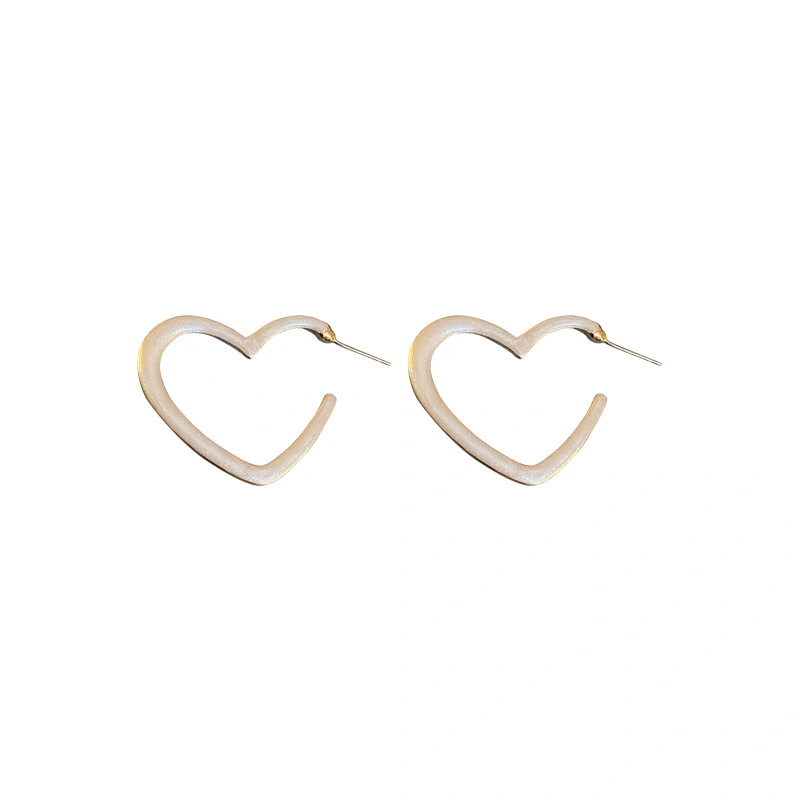 Silver Needle Green Love Hoop Earrings Fashion Retro