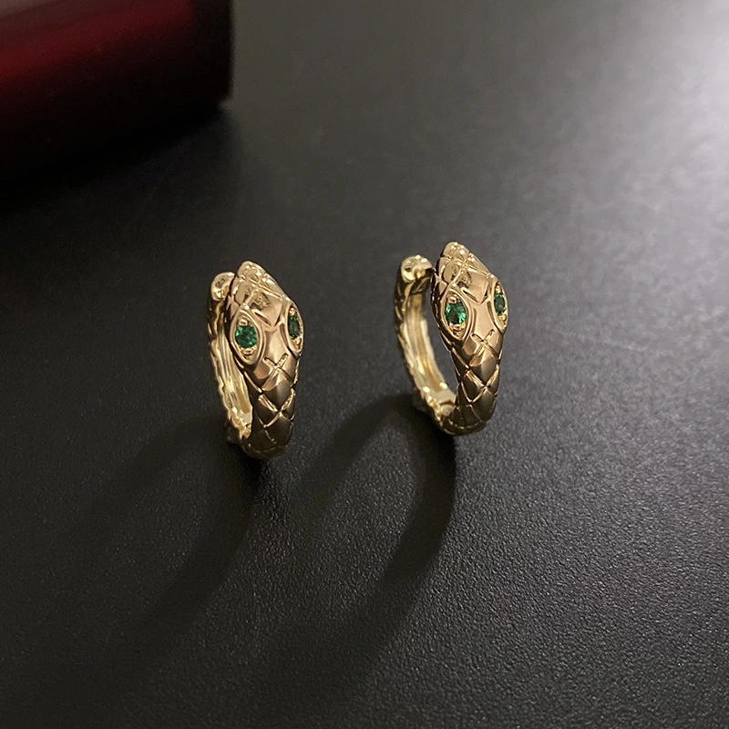 Stud Earrings Female Snake Earrings Copper Plated True Gold