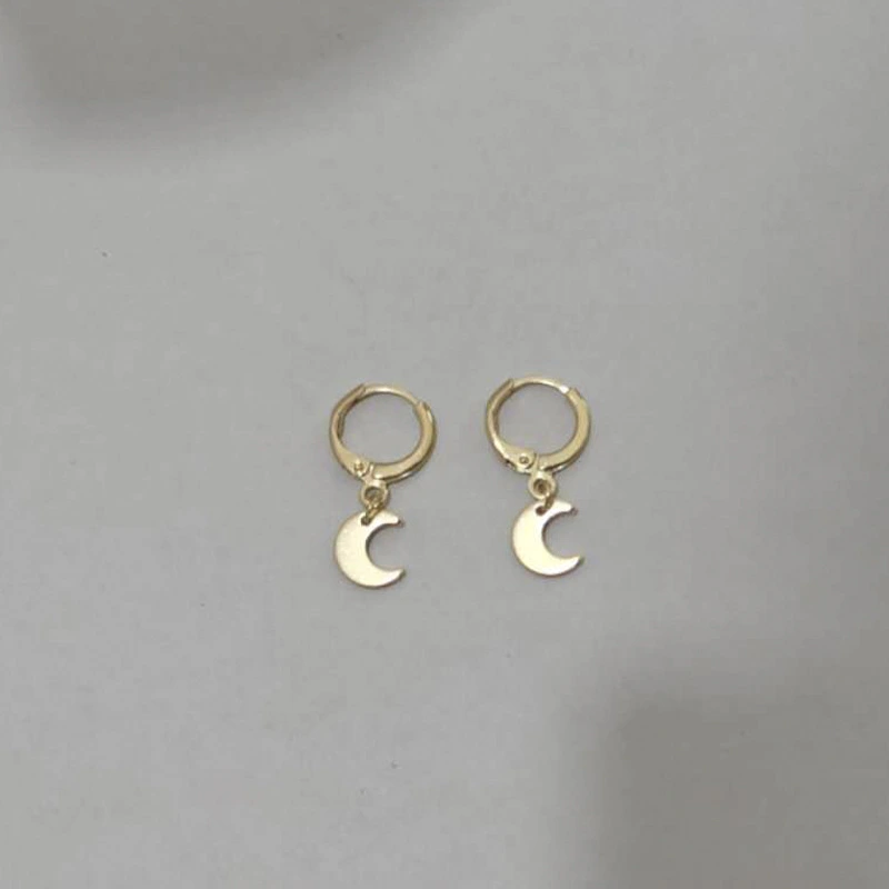 Fashion Simple Metal Star Moon Earrings