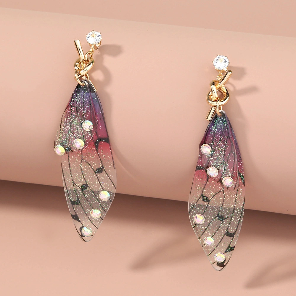 Resin Butterfly Wing Zircon Stud Fashion Accessories