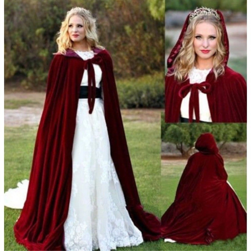 Velvet Warm Women's Cloak Coat Mid-length With Cap